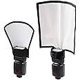 SHOPEE Flash Diffuser Reflector Kit - Bend Bounce Flash Diffuser+ Silver/White Reflector for Speedlight, Universal Mount