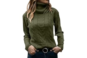 GeGekoko Pullover Damen Rollkragenshirt Cable Knit Elegant Langarm Tops Lose Grobstrick Casual Weich Jumper Sweater