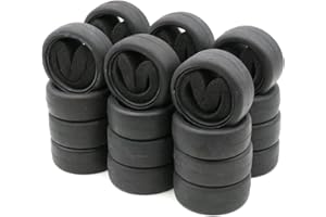 hobbysoul 24 Pcs RC 1/10 On Road Slick Rubber Tyres for 1:10 Touring Drift Car Rim