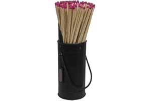 PRICECRUNCHERS Inglenook Heavy Duty Safety Match Striker Pad Patch Holder Canister Box with Extra Long Matches (Black)