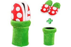 JiangJie Kawaii Piranha pantoufles home wear en forme de plante fleur Cannibal Cosplay chaussures/motif pantoufles point mocassins avec pot support pot pour les cadeaux de Noël