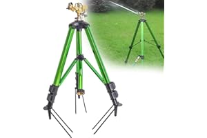 BAUSATZ Outdoor Water Sprinkler for Yard Lawn Sprinkler with Brass Sprinkler Head Tripod Hose Sprinkler 360 Degree Rotating Tripod Sprinkler Adjustable Garden Sprinkler Heavy Duty Impact Sprinkler 1pc