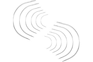 Zuroki 12 pezzi Aghi curvi, Aghi in Pelle Cuciti a Mano, ghi per sellatura, Aghi Tappezzeria Curvo, Aghi Curvi per Parrucca, aghi da cucito in pelle,Set di Aghi per Cucire la Pelle