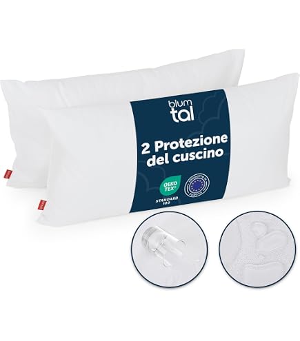 Set Di 2 Federe Komfortec 50x70 Cm In Microfibra Spazzolata - Chiusura Lampo, Morbidissime, Colore Blu, Lavabile A 40°