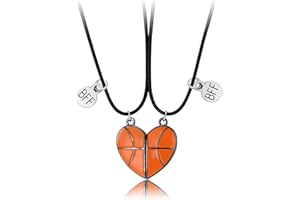 CERSLIMO Basketball Football Gifts for Boys Girls, 2 Pcs Matching Basketball Football Necklaces for Best Friend Gift | Magnetic Bff Friendship Gifts Birthday Graduation Christmas Best Friend Necklace