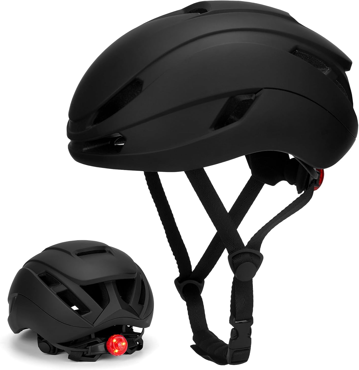 Casque de vélo léger avec éclairage LED, ventilé et réglable, 56-60 cm | Intérieur moelleux, fermeture clip facile, s'adapte à toutes les têtes. Pour ville, montagne, trottinette.
