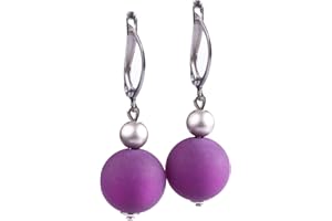 Adi Modeschmuck Ohrringe 'Mara', leichte Klappbrisur mit einer Polaris- und einer metallic lackierten Acrylperle in vielen attraktiven Farben, handgefertigt in Berlin