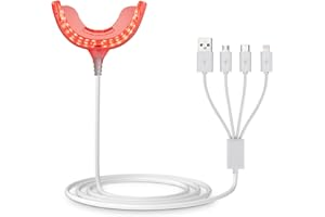 FUREIN SMILE Red Light Therapy for Gums, Toothache Relief, 32 LED Periodontal Light,with adapters for USB/C iPhone, and Android from (White)