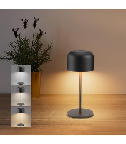 THETA Designed by Zafferano LED draadloze tafellamp dimbaar | Nieuwigheid 2022 | Batterij buiten / binnen tafellamp, contact laadstation | IP65 beschermingsklasse | Duur 9u H30 cm. Mat zwart