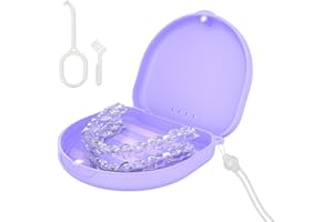 ‎TYSORETY Zahnspangendose Zahnschiene Box Mit Silikon-Handgelenkband und Belüftungslöchern, Retainer Case mit Entnahmewerkzeugen& Bürste (Lila)