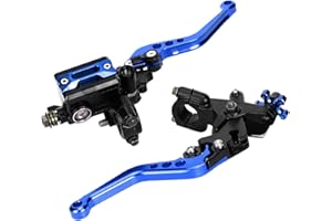 RUIRUIY Leviers d'embrayage de Frein de Moto universels 7/8in, Ensemble de poignée de leviers d'embrayage de Pompe supérieure de Frein réglable hydrauliquement (Bleu)