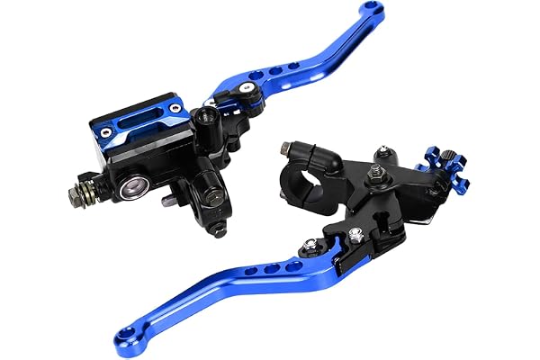 RUIRUIY Leviers d'embrayage de Frein de Moto universels 7/8in, Ensemble de poignée de leviers d'embrayage de Pompe supérieure de Frein réglable hydrauliquement (Bleu)