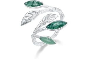Lotus Fun - Regalos para Navidades - Anillos de plata de ley 925, diseño de hojas abiertas, hecho a mano, regalo único para mujeres y niñas