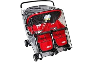 INELIHOO Universal Zwillingskinderwagen Regenschutz Side by Side Wasserdicht Transparent PVC Kinderwagen Regenschutz Staubdicht Winddicht Doppel-Kinderwagen Große Regenabdeckung