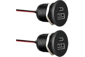 ‎ACEGOO acegoo USB C Steckdose 12V Wohnmobil Ladegerät Vollaluminium, Typ C USB Anschluss PD3.0 QC3.0 KFZ Buchse Dose Einbau Adapter für Camper Auto Boot LKW Wohnwagen (kleines Panel*2)