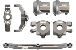 INJORA Laiton Arrière Avant Couvercles Diff d’Essieu, Caster Bloque Hubs C, Blocs Direction Knuckle et Liaison de Direction pour TRX4M 1/18 RC Crawler Upgrade