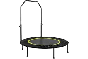 LN COZY CORNER Foldable Fitness Trampoline, Max 485lbs(220kg), Rebounder Exercise Trampolines with Adjustable Handrail, Indoor/Outdoor Mini Trampoline for Home Workout