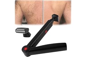 POCHY Afeitadora Eléctrica para Espalda,USB Depiladora Corporal Hombre Con 2 Hojas Intercambiables y Mango Plegable Para Hombres Barba y Cabello y Cuerpo Sin Dolor y Sin Callejones Sin salida Depilación