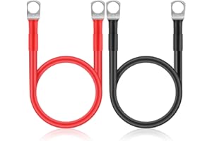 Thlevel 2 Pièces 50cm Câbles d'onduleur de Batterie Câble Automatique 16mm² 5AWG 12V avec Cosses à Anneau Fil Cuivre pour Camion Auto Moto Camping-Car Marine Solaire