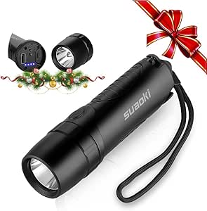 SUAOKI TC7 LED Torch Rechargeable and Waterproof,as Flashlight,5200mAh Power Bank,Emergency Hammer and Belt Cutter, with Micro USB Cable