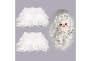 CHGCRAFT 2 Stück Puppenhaar Tressen für Puppenherstellung Haar und Figurenperücken Puppe DIY Making Zubehör für Puppe DIY Perücke Puppe Machen, Weiß