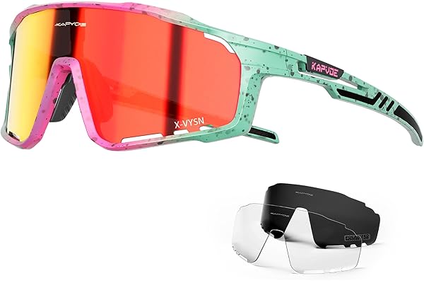 KAPVOE Lunette de Cyclisme Photochromique Homme Femme Tr90 Cadre Lunette Vélo VTT Protection UV400 Lunette de Soleil Pour Vélo Pêche Course Conduite Pêche Ski K76
