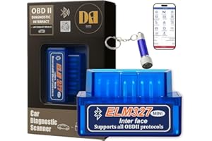 DARO COLLECTIONS DARO® OBD2 Bluetooth ELM327 – Lector y Maquina de Diagnosis Coche Multimarca en Español – Scanner OBD2 Diagnosis Compatible con Android y iOS – Set con Linterna Externa para Localizar Puerto OBD
