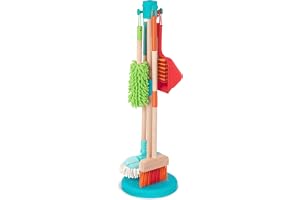 Battat Kids Cleaning Set, Sweep n' Clean Pretend Play Kit, Wooden, Playset | Cleaning toys with broom, mop, brush, dustpan, and duster for pretend housekeeping play and everyday role play, 2+ Years
