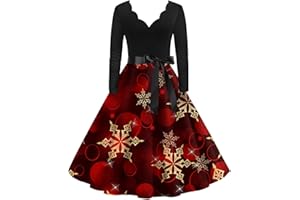 DIYIOUZHOU Soft Dress Womens Classic Long Sleeve Birthday Xmas Tuni Velvet Cozy V Neck Snowflake Zip Evening Dress Womens