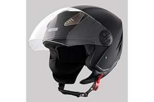 VEVOR Casque de moto 3/4 face, Casque Street ABS haute densité, avec Emplacement Bluetooth et Lentille interchangeable, Casque de motocross confortable approuvé ECE, pour jeunes et adultes, L（59-60cm）