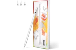 MEKO Stylet pour iPad avec Recharge Magnétique sans Fil, Rejet de la Paume et Sensibilité à l'inclinaison, Pencil pour 6-10e, Mini 5/6e, Air 3-5e,Pro 11"/12.9"(3-6e) (Blanc)