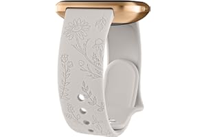 Vancle Armband für Fitbit Versa 2 Armband/Fitbit Versa/Fitbit Versa Lite/Fitbit Versa SE Damen Herren, Silikon Armbänder Floral Gravierte Uhrenarmband Sport Ersatzarmband