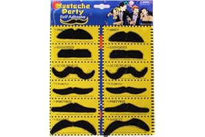 EYVRPAU 12 piezas bigote adhesivo, bigote falso, bigote falso para niños, bigote adhesivo para carnaval, disfraz de bigote, bigote adhesivo para adultos (negro)