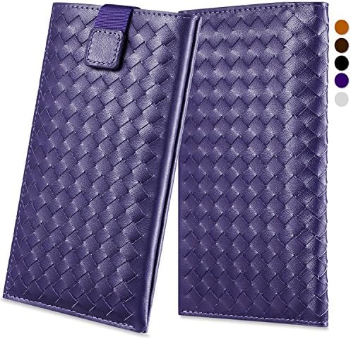 INSEL Genuine Leather Wallet Pouch Sleeve Case Cover 4.8 inch For iPhone 8 7,iPhone 6/6s,Samsung Galaxy S7/S6 by (Weave Purple)