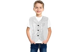 ORBGONS Pailletten Weste Kinder Jungen Ärmellos Anzugjacke Glänzend Party Disco Oberteil Mit Knöpfe Hip Hop Jazz Street Dance Kleidung Tanzkostüm Jungen Glitzer Pailletten Weste Jacke Weste Disco Shirt