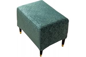 Domidekor Ottoman Schonbezug – Polsterhocker Überzug – Hockerbezug Grün - Hocker Bezug Wohnzimmer - Waschbar Hockerabdeckung Elastisch Velour Schmutzabweisend - Oeko-Tex 100