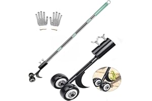 MiaoMa Weeding Tools for Garden,125cm Long Handled Weeder Without Kneeling,Hook Weeding Tool for Block Paving,Patio Weeder Tool Set with Wheels for Driveways,Sidewalks,Patios,Decks,Vegetable Garden