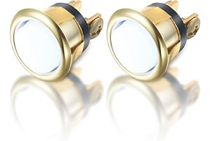 Dreyoo 2 Pack Lighted Doorbell Button Replacement, Easy to Install Wired Doorbell Button Push Door Bell Ringer Kit Round Rim with Lighted Center, White Light (Gold)