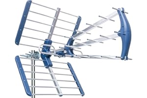 EDISION TALOS 13db Antenne Trinappe extérieure UHF 21-48 Terrestre, Filtre 5G LTE intégré, Réception TNT, Permet de recevoir Les signaux DVB-T/T2, Fréquences 470-694Mhz, Longueur 78cm, LTE700, Bleu