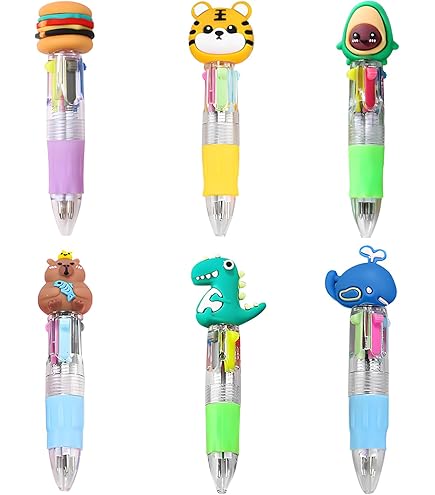 Set 6 Penne Multicolore 4 In 1 Per Bambini | Mini Penne Retrattili Con Motivi Divertenti | Per Scuola, Ufficio E Regali - Foto 5