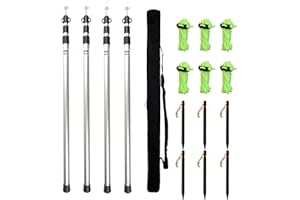 SUFTMUOL Telescoping Tarp Poles Set of Four, Adjustable Aluminum Rods for Tent Fly Camping Shelter Awning RV Car & Motorcycle Camping, Portable, Lightweight Replacement Tent Poles with Zipper Bag