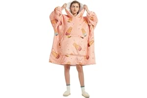 Sacebeleu Decke Hoodie Sweatshirt | Flauschige Sherpa TV-Decke mit Ärmeln | Oversized Kapuzen Pullover Kuscheldecke mit Känguru Tasche | Flanell Fleecedecke | Einheitsgröße für Damen,Herren