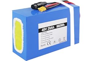 PANDA CYCLE 48V 20AH E-Bike Battery 48V PVC Replacement Lithium Batteries Pack for Motorcycle,13S8P Electric Scooter Lithium Ion Battery with Charger