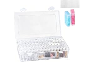 HSYTEK 64 fack pärlförvaringslåda, diamantmålning förvaringslåda, sorteringslåda plast med oberoende fack, små delar sorteringslådor för nagelkonst strass, smycken, gör-det-själv-hantverk