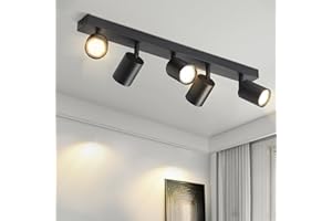 Lichtmaler Lampa Sufitowa Nowoczesna Czarnym - Sufitowy Reflektor LED Obrotowy GU10 - Sufitowa Scienna Spot 5 Płomień do Kuchni Sypialni Salonu, bez Zarówek