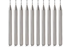 HOZLY CNC Fräser Bits 3.175mm Schaft CNC Bit End Mill 0.8mm Schneiden Dia Flache Nase Hartmetall Endmühle Zwei Flöte Spiral Upcut Fräser Werkzeug Set für Holz PVC MDF Hartholz