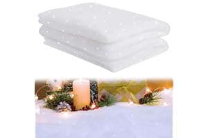 Ruolin Set de Manta de Nieve de Navidad con Lentejuelas, Mantas de Nieve Artificiales Blanco Rollo de Manta de Nieve Falsa 240 x 80 cm Decoración del Hogar Adecuado para Faldas de Árboles de Navidad