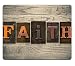Produktbild Maus Pad Mauspad ist die Wort Faith geschrieben in Holz Buchdruck Typ