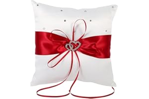 Salaty Exquisite Workmanship Wedding Pillow Ring Pillow, Pillow, Wedding Ring Pillow, Elegant and Delicate Pillow for Wedding for Hotel(red)