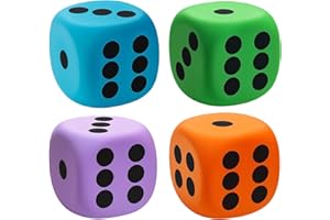 YTLSDHF 4 Pcs Large Foam Dice, 6CM Soft Large Dice for Classroom Math Games, Colorful Big Dices for Kids Party Activities, Family Game Night, Team Building Exercises (Blue/Purple/Orange/Green)